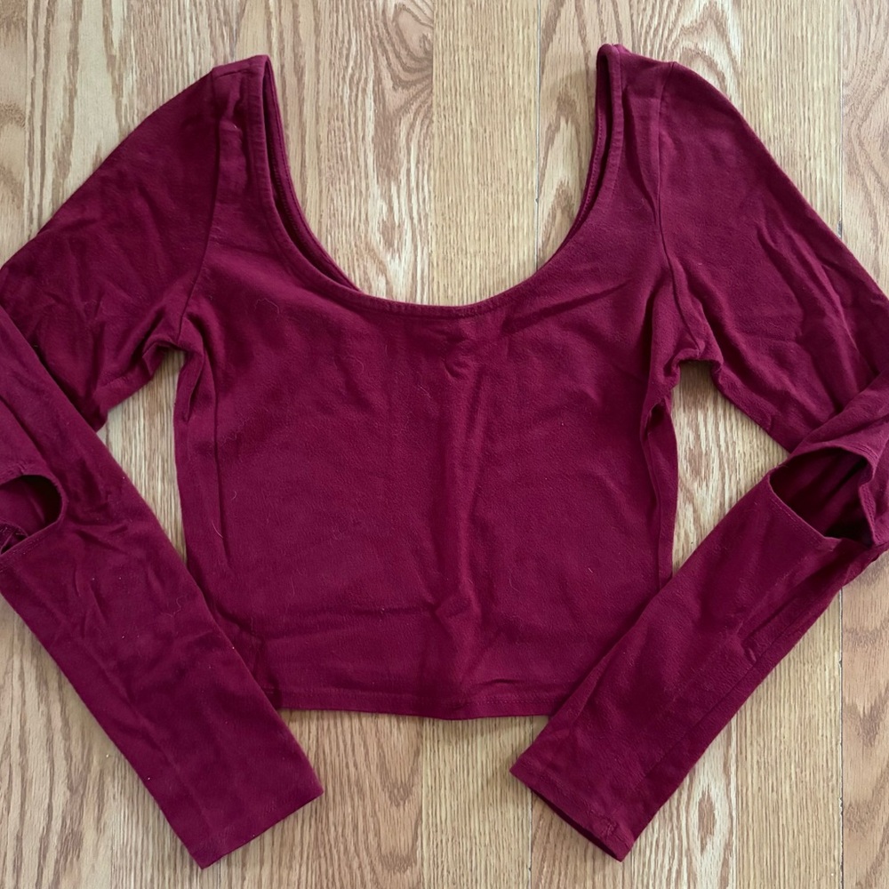 Love Culture Deep Red Long Sleeve Crop Top